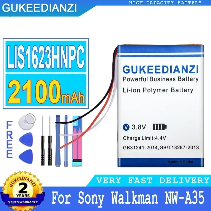 2100mAh GUKEEDIANZI Battery LIS1623HNPC For Sony Walkman NW-A47 NW-A55 NW-A56 NW-A57 NW-A105 NW-A35 NW-A45 NW-A46 Bateria