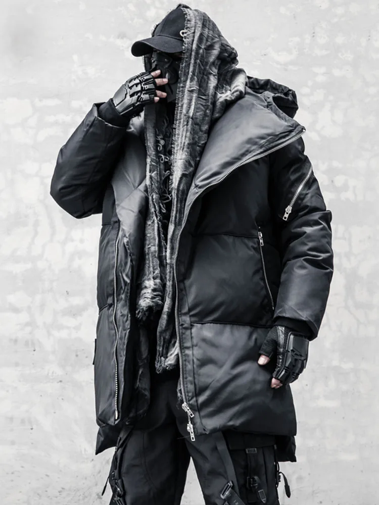 Warm Thickened down Cotton Jacket Hooded Zipper Closure Medium-Length Men's Winter Fashion Outerwear Youth Casual Style