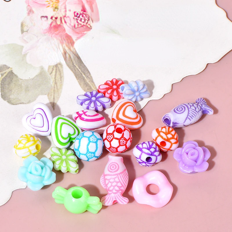 1Set Kawaii Mixed Acrylic Beads Jewelry Making Handmade DIY Toy Cute Animals Bracelet Necklace Making Educational Toys