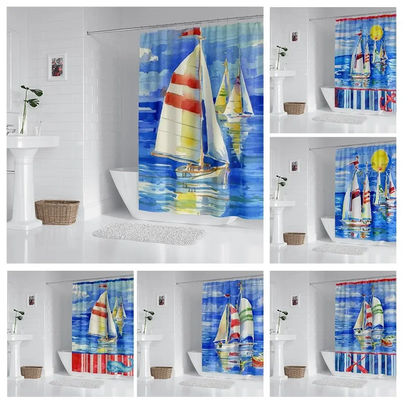 House hold waterproof fabric household shower curtain accessories shower curtain 240 * 200 home marine style shower curtain