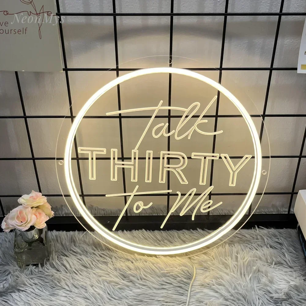 Talk Thirty To Me Carved Neon Sign LED Flex Neon Night Light for Party Room Wall Decoration Birthday Gifts Support Custom