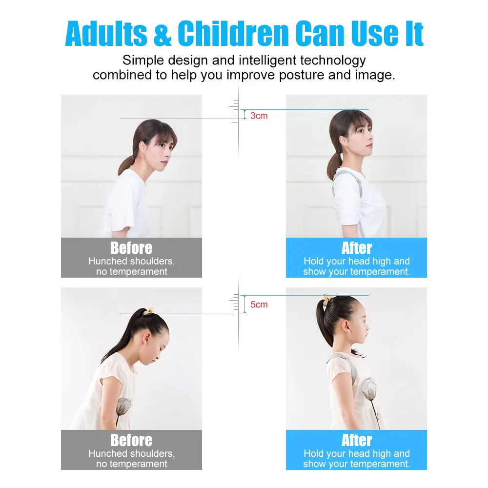 Intelligent Posture Corrector Back Posture Trainer Clavicle Spine Shoulder Correction Smart Tips Adjustable Length Back Support