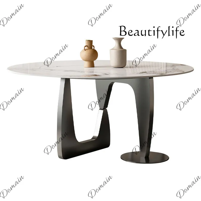 35 N Slate dining table light luxury high-end built-in turntable wabi sabi wind dining table and chairs