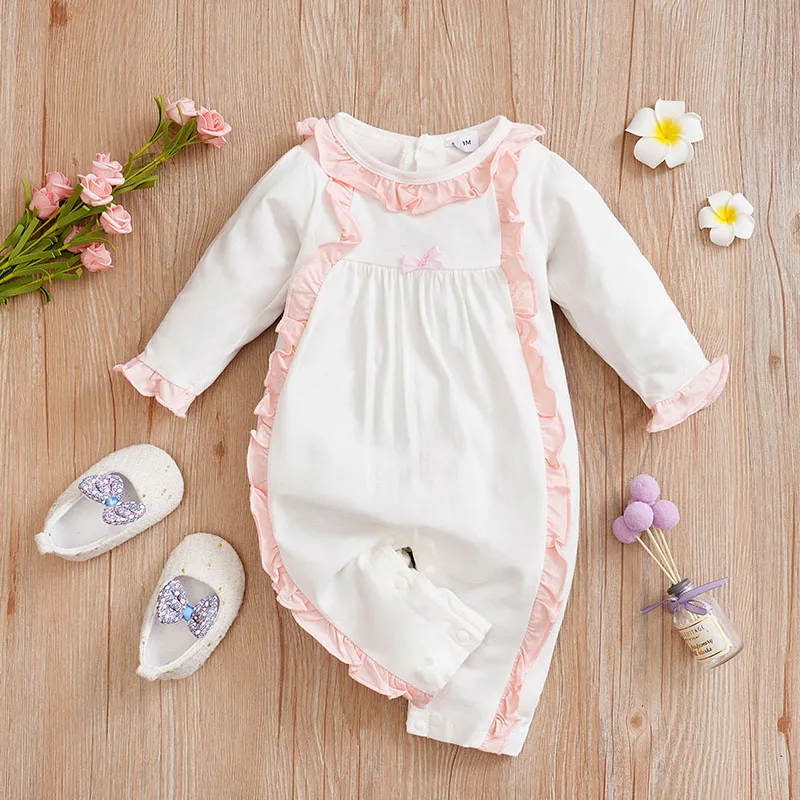 Newborn Baby Girl Clothes pure color girl Comfortable cotton Spring and autumn long sleeves Outfit for Toddler Girl 0-18 Months