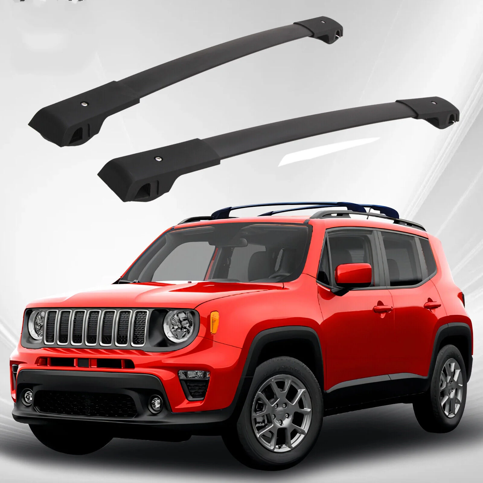 

Black Aluminum Cross Bar for Jeep Renegade 2015-2024 Roof Rails Rack Adjustable
