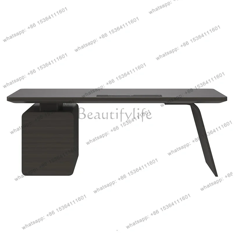 YJ Strong Black Executive Office Desk Manager Wooden Large Modern Computer Desks Standing Luxury Escrivanhinha Work Station Tabl