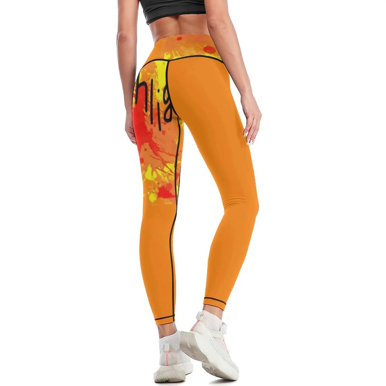 Legging de sport pour femme, logo en surbrillance, éclaboussures de peinture, vêtements de fitness sexy