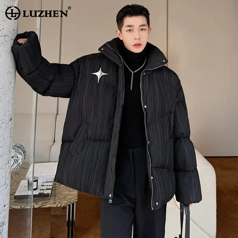 LUZHEN Casual Thicken Padded Coat Men's Thermal Fold Metal Decorate Design Outerwear Trendy High Quality Jakcets 2024 New LZ7224