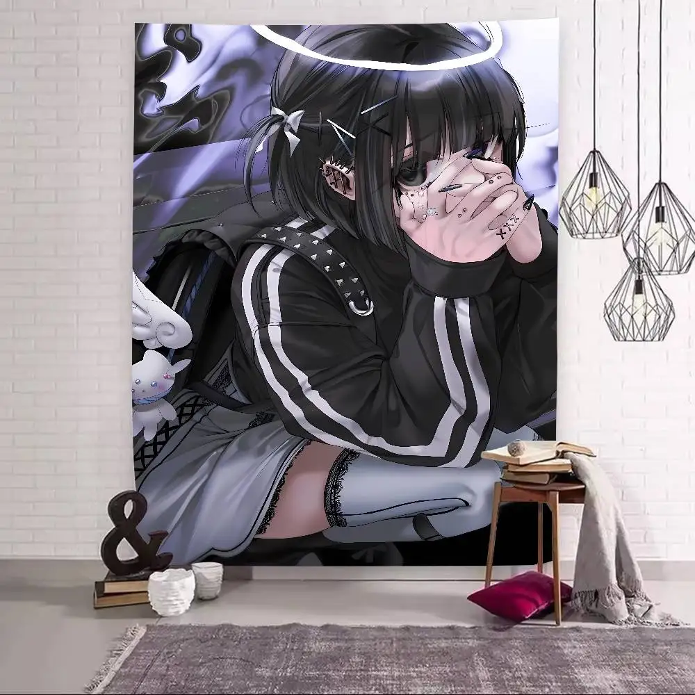 Popular Hot Cute Dark Angel Tapestry Decoration Bedroom Dormitory Background Cloth Holiday Home Party Living Room Club Tapestry