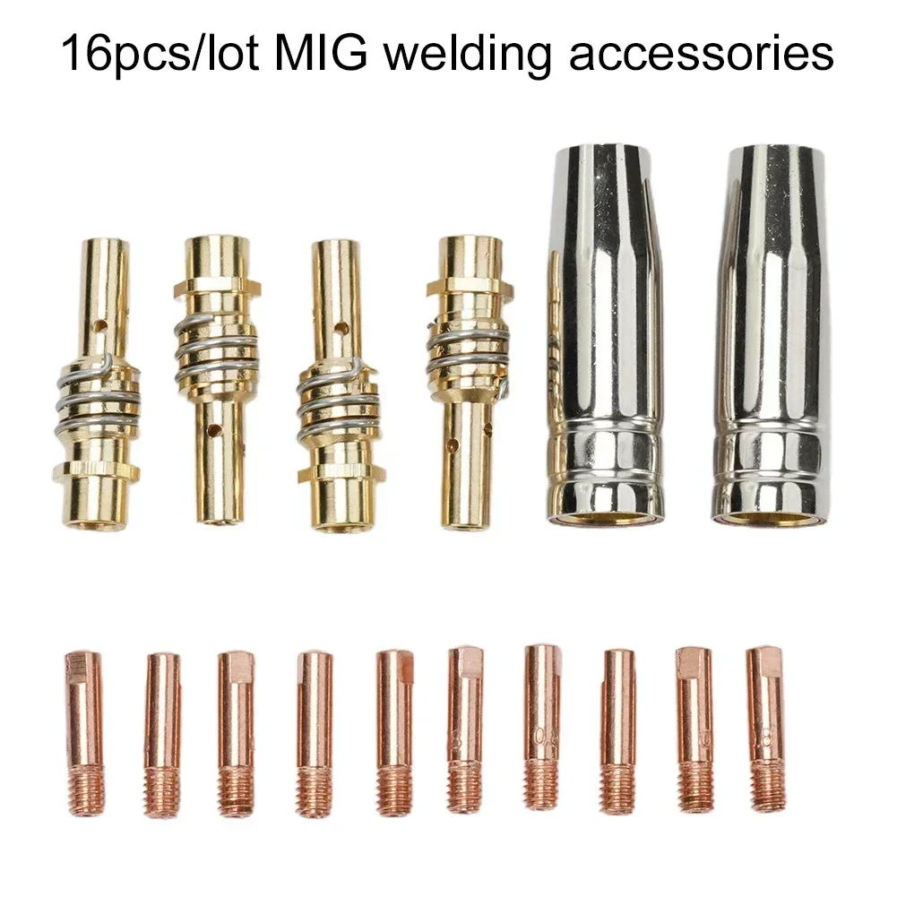 1 SET 16 Mig Contact Tip Consumables Kit MIG Welding 15AK Contact Tip Nozzl Co2 Torch Welding Tool Part