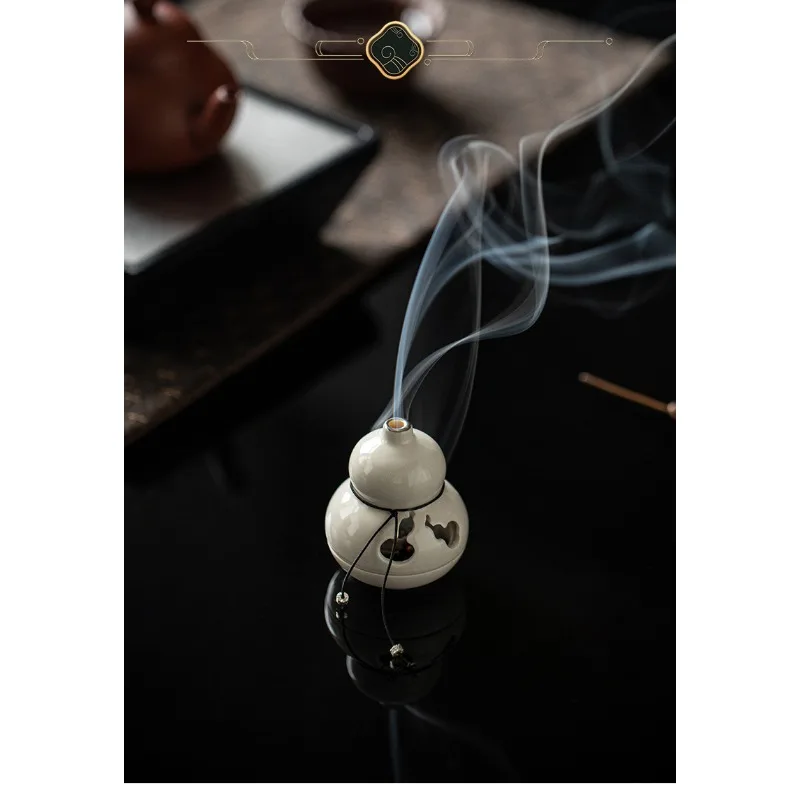 

Мини-тарелка для благовоний, керамическая маленькая курильница в виде тыквы, бытовая домашняя курильница из сандалового дерева, небольшой орнамент