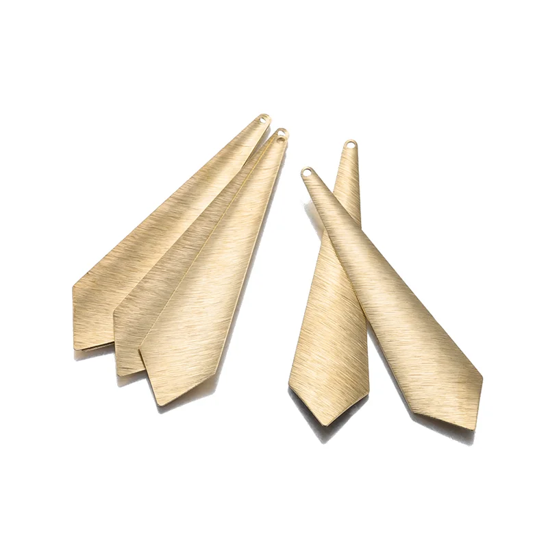 10pcs Raw Brass Textured Geometry Charms Bend Necktie Shape Pendnat Connectors For DIY Earring Handmade Jewelry Making Supplies