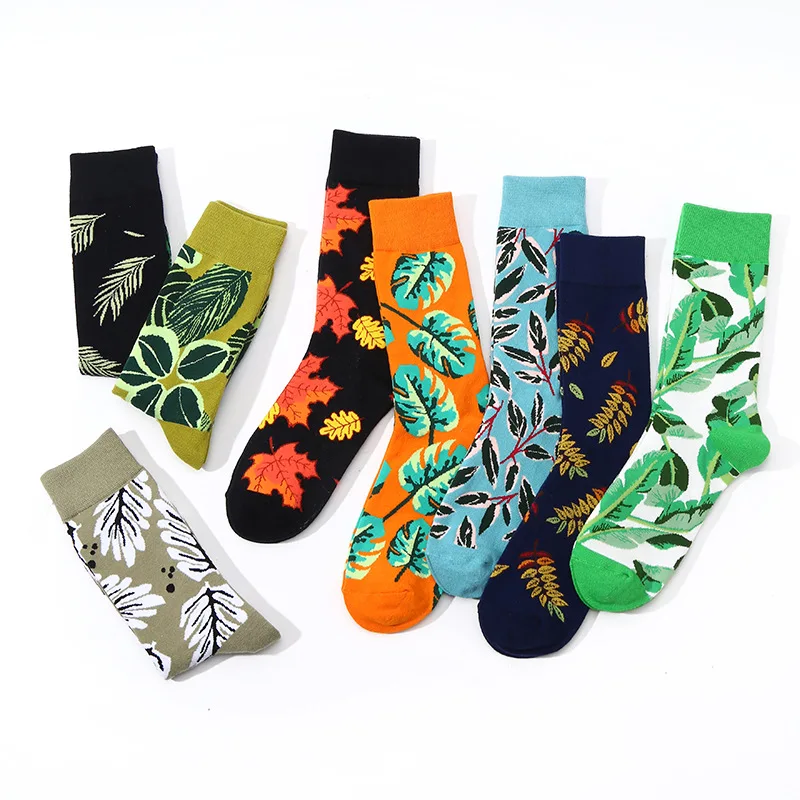 Happy Funny Colorful Women Stocking Fashion Plant Leaf Creative Tide Cotton Socks Cute Cartoon Fruit Cherry Pineapple Sock носк