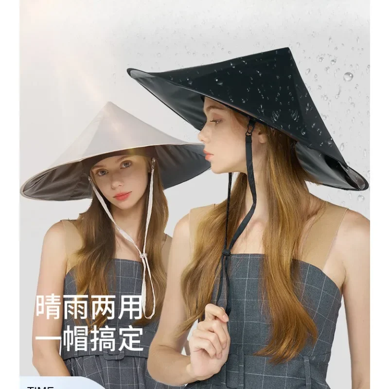 Weather and rain parasol hat, head-mounted UV protection, light and foldable