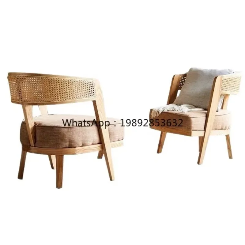 LYY Simple Rattan Chair Balcony Leisure Small Table Chair Single Chair with Backrest Comfortable and Sturdy Courtyard Homestay