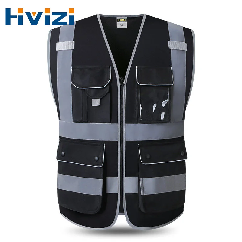 

Safety Vest Reflective High Visibility Vest Pockets Zipper Construction Security Working Vests Safety Clothing Workwear