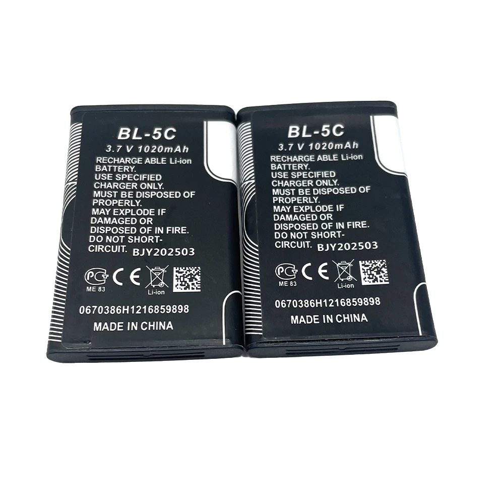 Новый BL-5C BL5C 1020 мАч Nokia, сменный литий-ионный аккумулятор 3,7 В для Nokia 1112 1208 1600 2610 2600 N70 N71