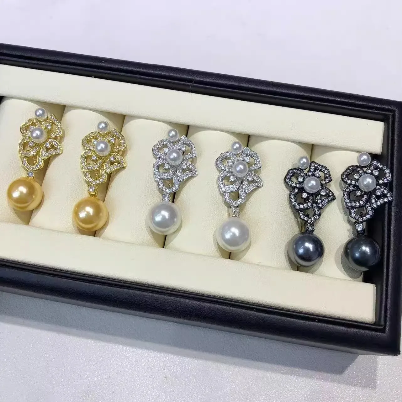 

MeiBaPJ 3-10mm Natural Nearround Pearls Flower Drop Earrings 925 Silver Fine Party Jewelry for Women