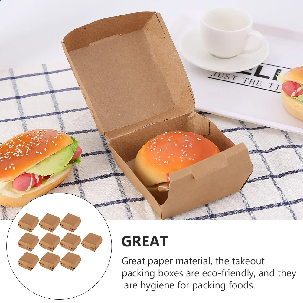 30 Pcs Burger Box Food Packaging Supply Case Takeout Container Picnic Kraft Paper Salad