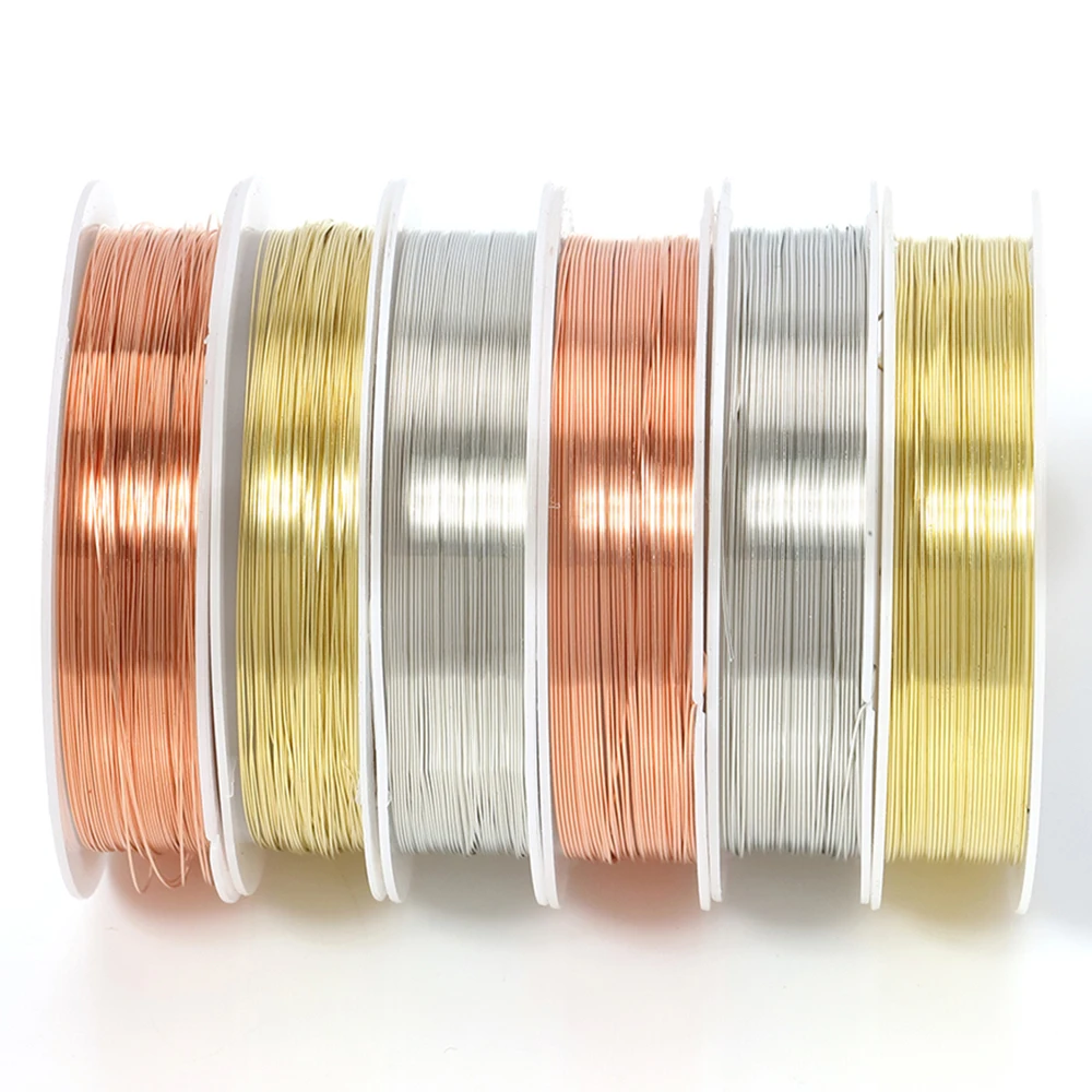 

Медная проволока для изготовления ювелирных изделий, серебро/золото/розовое золото, 15-1,5 м, 0,2-1 мм, для ожерелий, браслетов, бисероплетения, с...