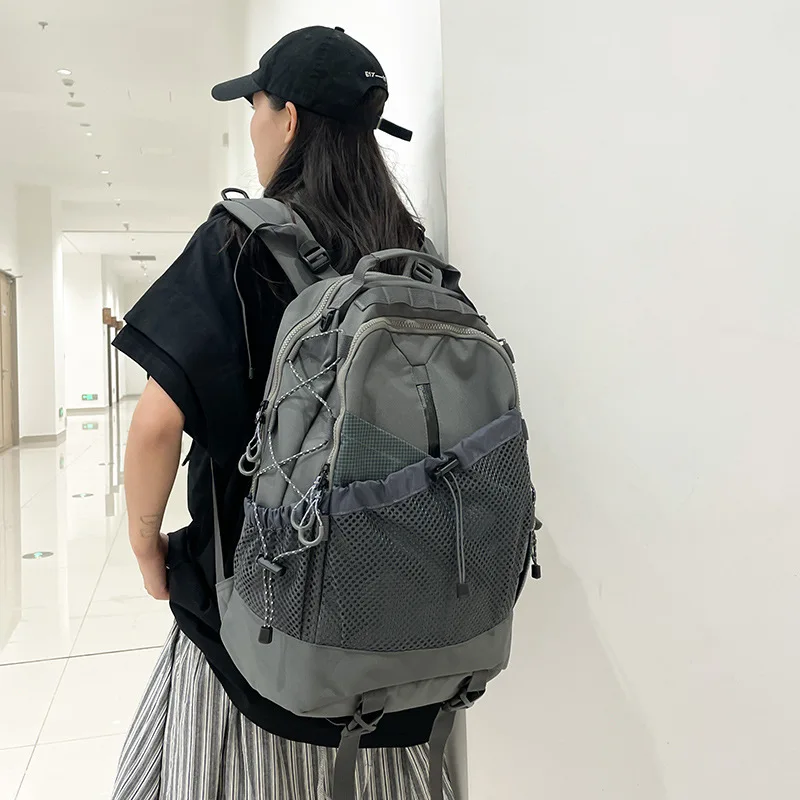 Outdoor Large Capacity Shoulder Net Bag Travel Camping Fishing Climbing Backpack Laptop Knapsack College Trendy Weekend Rucksack
