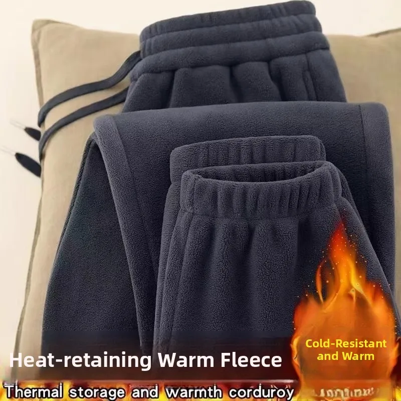 الرجال عارضة Fce اصطف السراويل الرياضية فضفاضة تناسب الخريف الشتاء الدافئة مرونة الخصر عمال السراويل ألياف البوليستر #2