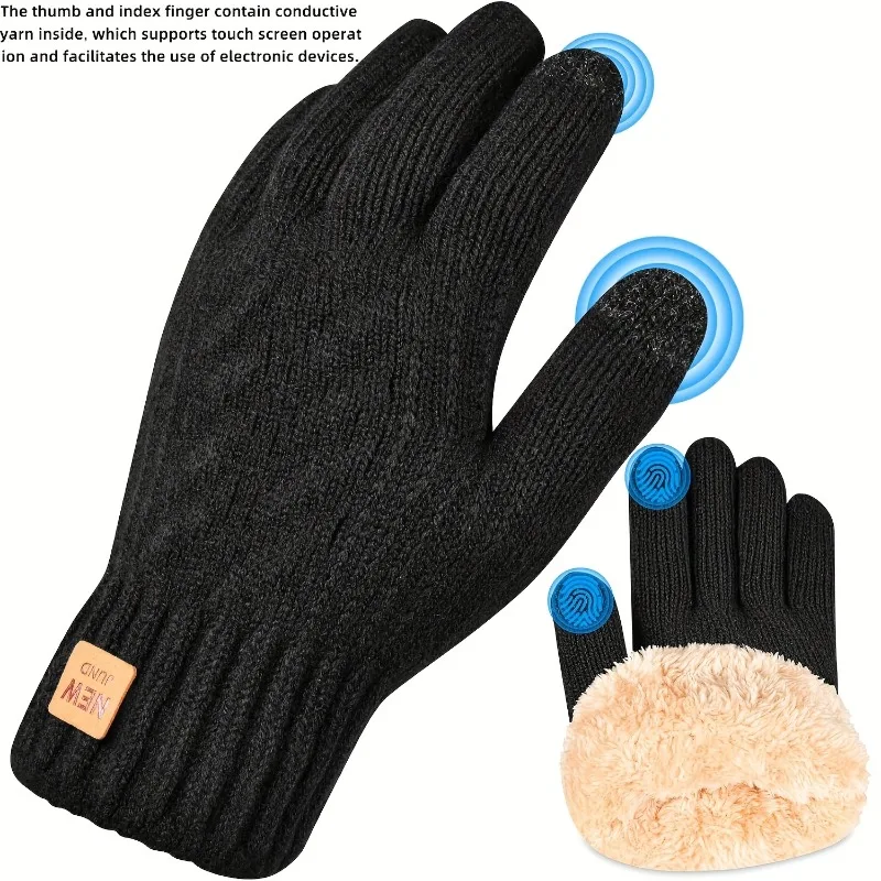 AliExpress NONE Men's and Women's Warm Winter Gloves, Double-layer Thick Elastic Patch, All Finger Suitable for Running, Skiing, Cycling