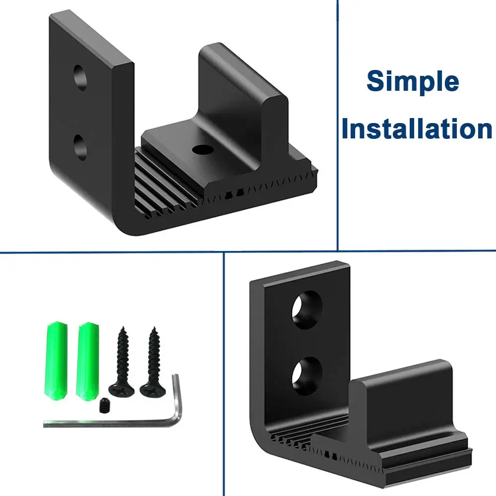 1PC ブラック加熱式フロアガイド バーンドアハードウェア フロアガイド 穴あけ不要