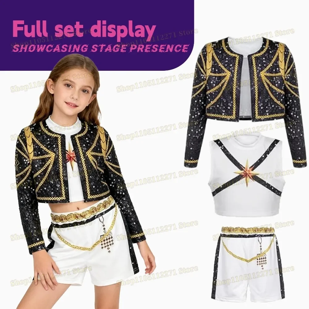 Anime Idol Girls Kpop Demon Hunters Rumi Zoey Mira Cosplay Full Suit Set Costume Stage Performance Children Halloween Party