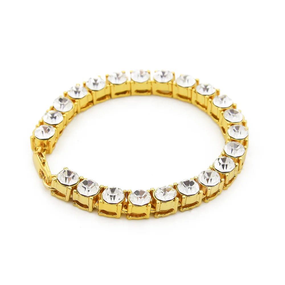 

Luxury 24K 9999 Pure Gold real gold Hip hop row drill moissanite bracelet men's bracelet width 8mm long 23CM