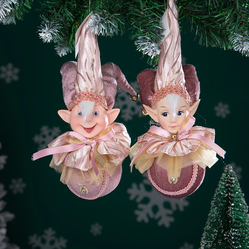 Elf Doll Head Clown Toy Christmas Pendant Ornaments Decor Elf Decoration Navidad New Year Gifts For Kids