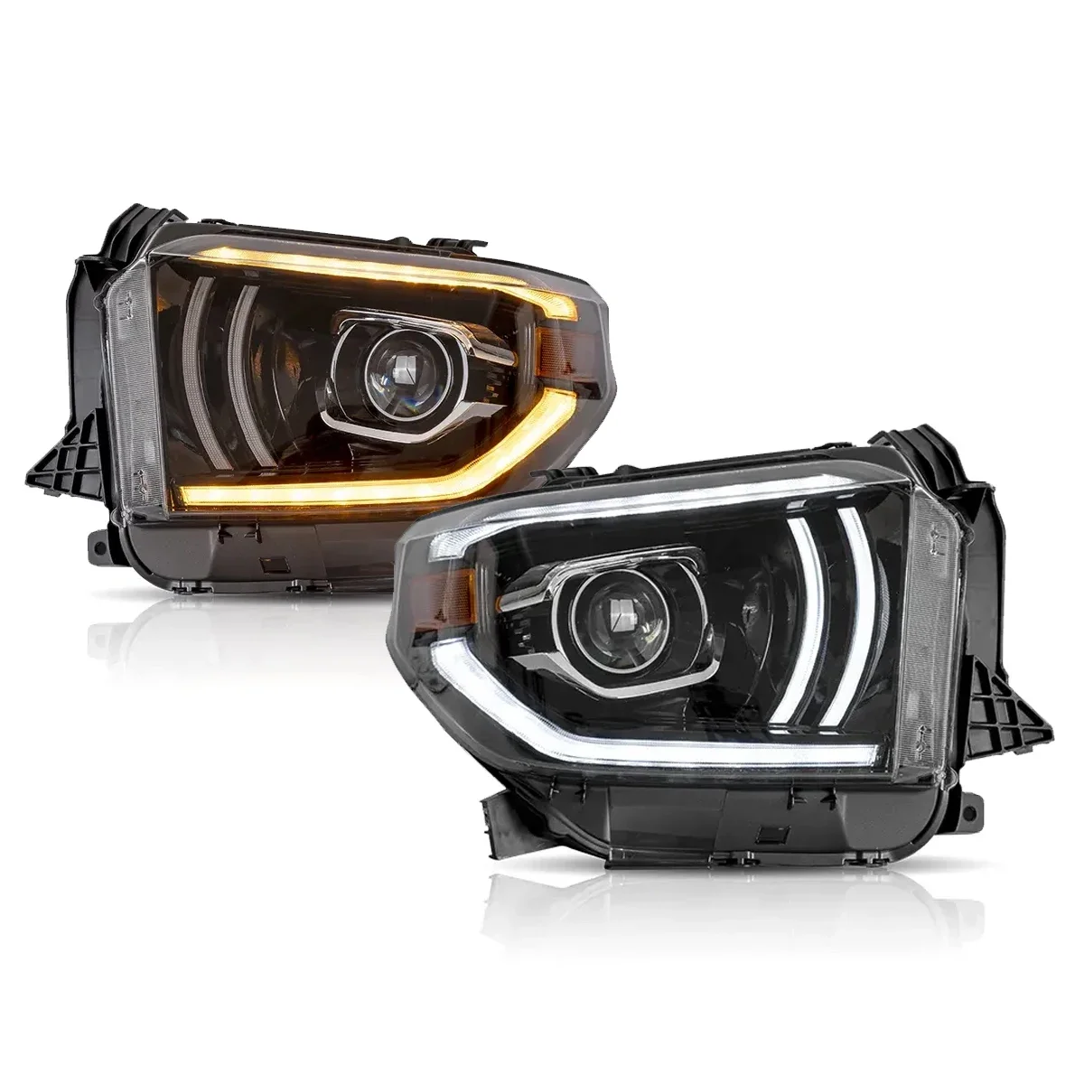 

2 PCS LED Headlights Assembly Runing Lights For Toyota Tundra 2014-2019 Front Lamps DRL Sequential Turn Signal