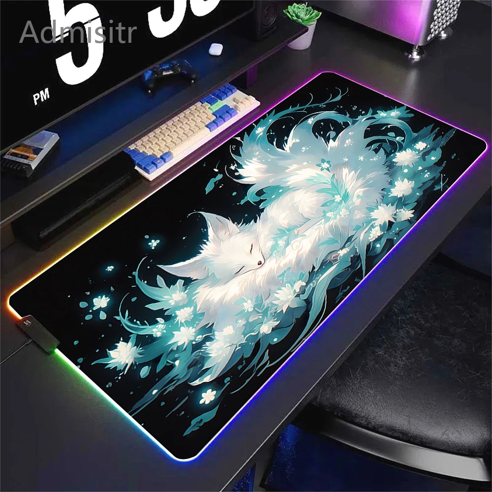 Imagem -04 - Non-slip Borracha Gaming Mouse Pad Led Glowing Mouse Mats Rgb Teclado Gamer Acessório de Computador pc Escritório