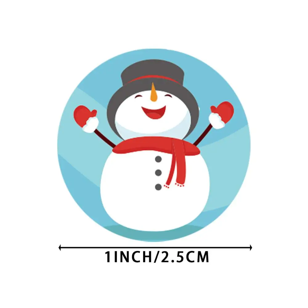 50-500pcs seal label sticker Merry Christmas sticker 1 inch snowman Christmas, for party DIY packaging stationery sticker