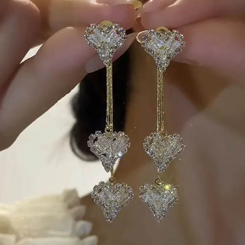 ultra-shiny-zircon-heart-earrings-double-wear-fringe-design-sensation-face-enhancing-sweet-style-copper-material-earrings