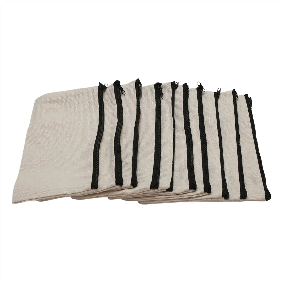 【~ NEW N21R】10Pcs Canvas Makeup Bags Canvas Zipper Pouch Bags Pencil Case Blank DIY Craft Bags Cosmetic Pouch for Travel DIY Cra