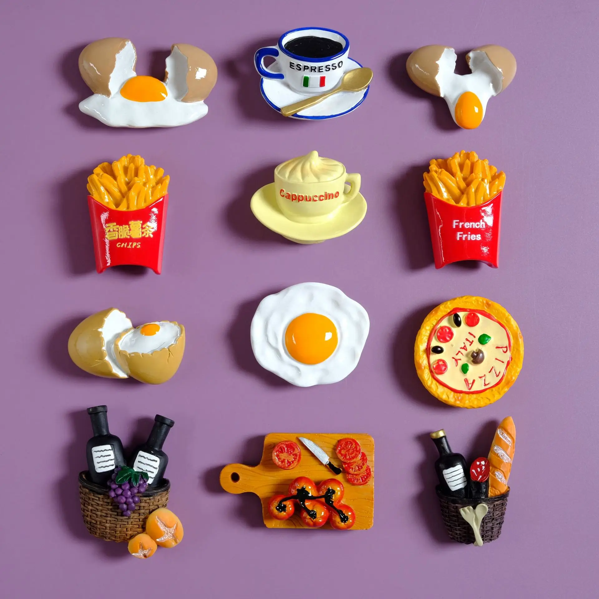 3D Simulation Food Fridge Magnet Bread Egg Milk Refrigerator Magnets Tomato Toast Refrigerator Sticker Home Decor Souvenir