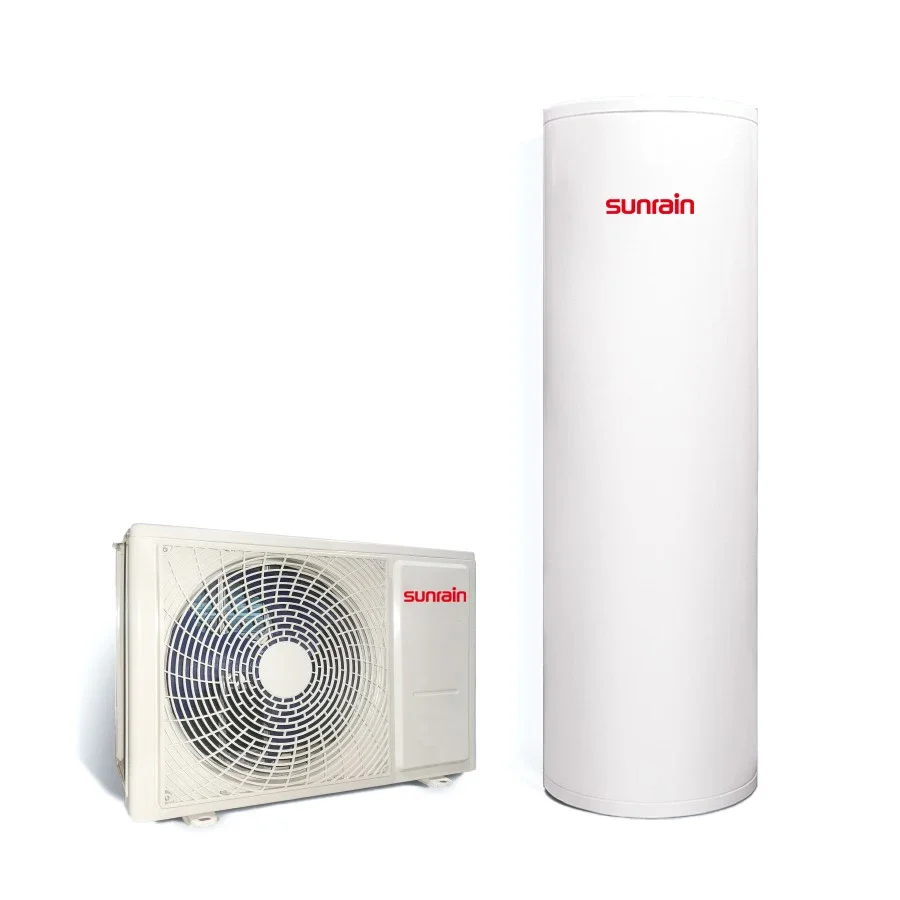 

Sunrain Top Selling R410A Fluorine Cycle Air Source Split Heat pump with tank Bathroom Sanitary Hot Water