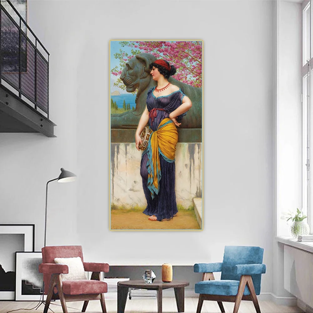 John William Godward《In the Grove of the Temple of Isis》Canvas Art Oil Painting Artwork Picture Wall Decor Home Decoration
