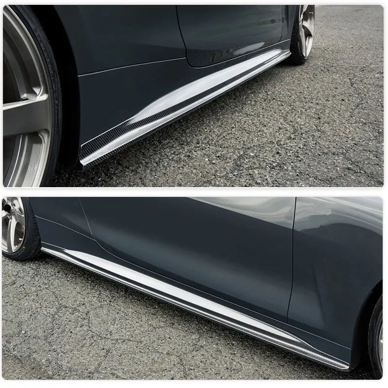 Prepreg Dry Carbon Car Side Skirts Extensions For BMW 4 Series G22 G23 M-Sport 2-Door 2021 2022 Racing Door Bumper Apron Bodykit