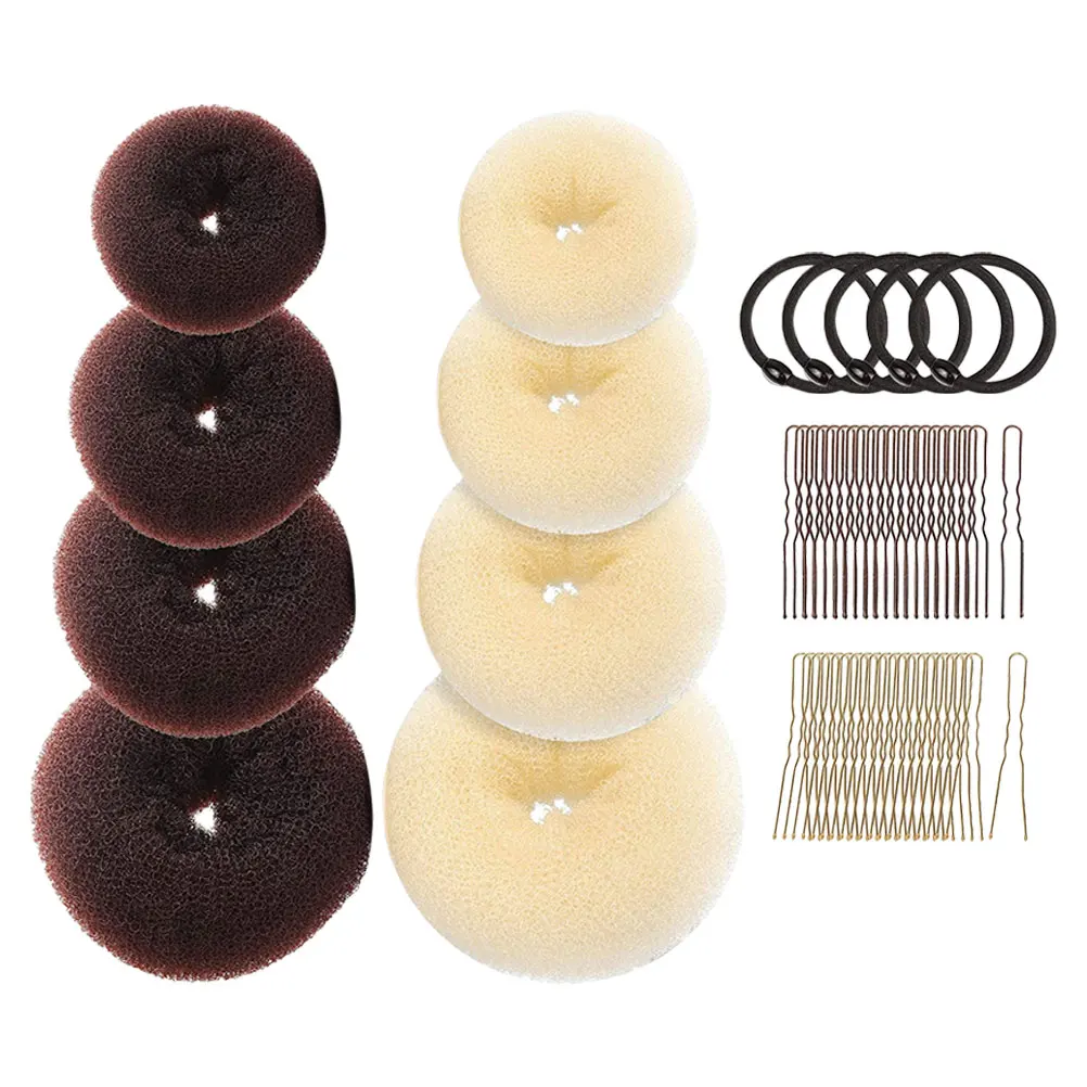 

1Set Donut Hair Bun Maker Soft Material Easy Use Styling Tool for Women Girls Quick Hairstyle Creator Daily Party Wedding