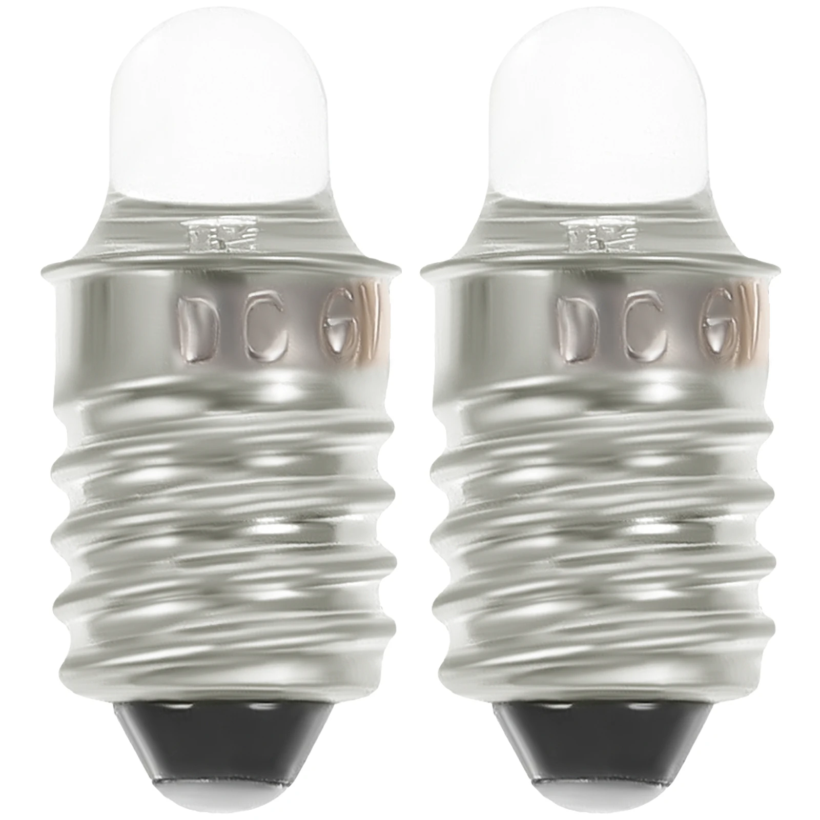 

2 Pcs LED Bulb Light Flashlight Bulbs Round Lightbulb Silver Metal Replacement Work