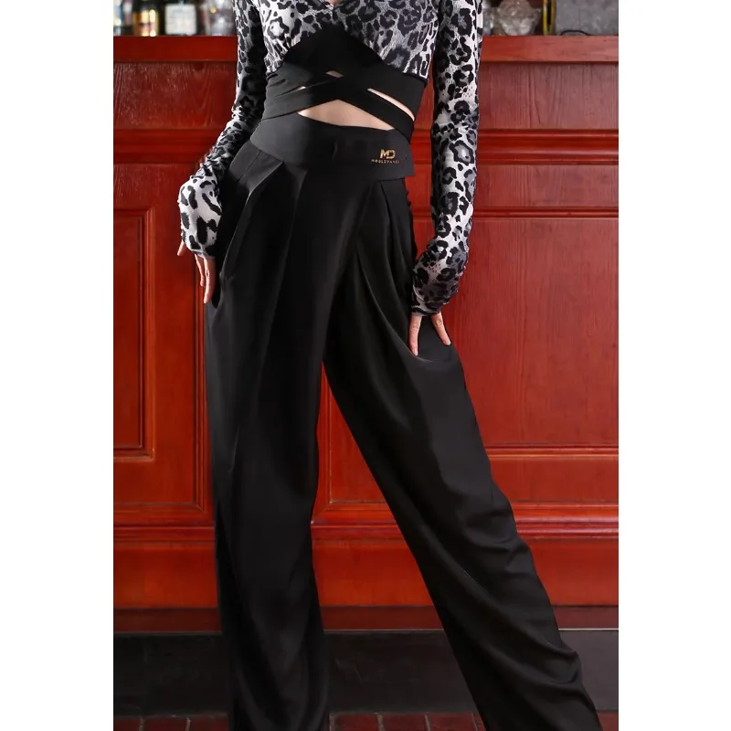 سراويل الرقص اللاتينية المخصصة ملابس نسائية للبالغين ملابس الرقص الحديثة الراقية سراويل التدريب عالية الخصر فستان قاعة الرقص