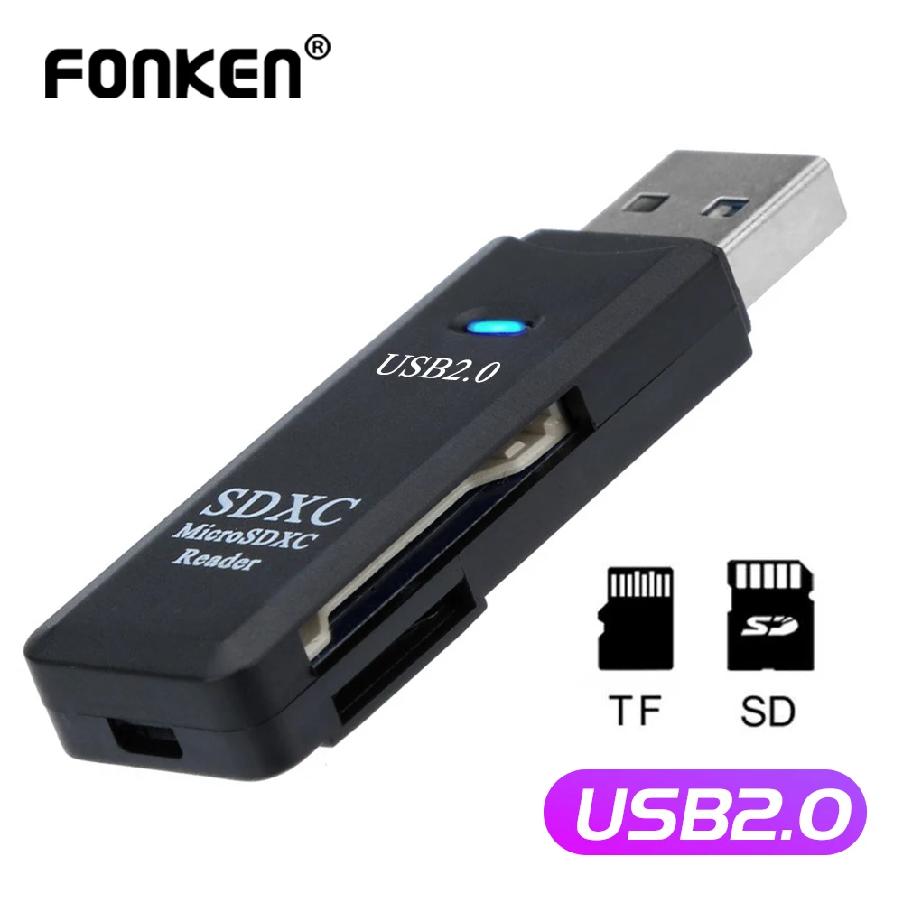 FONKEN USB Card Reader Micro SD TF Memory Card OTG Adapter PC Laptop Extension Converter Mobile Phone Card Reader Rider USB 2.0