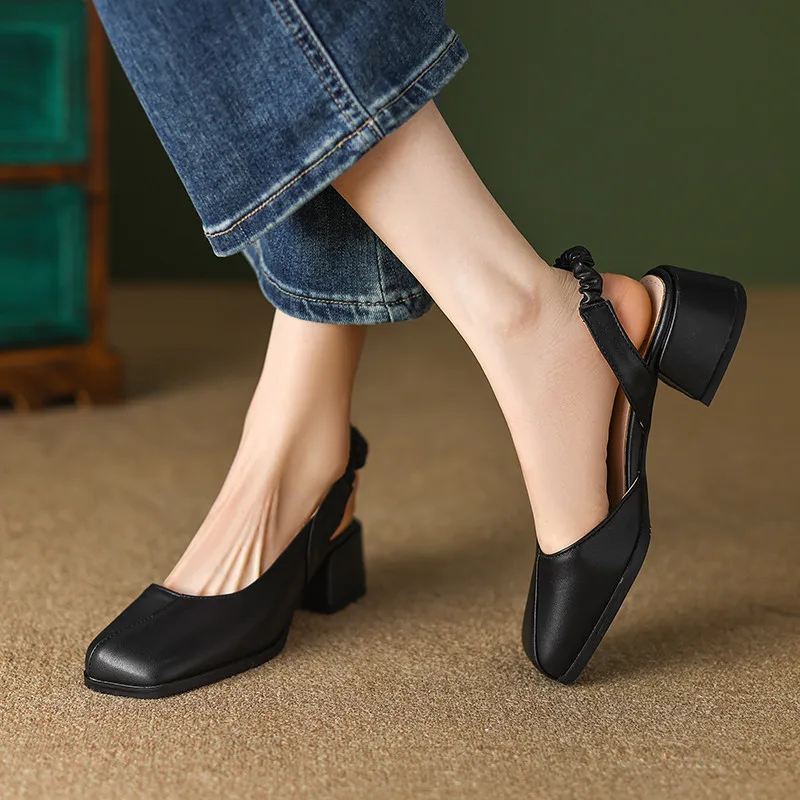 FEDONAS 2025 New Arrival Women Sandals Fashion Concise Thick Heels Square Toe Pumps Shoes Woman Office Ladies Casual Big Size