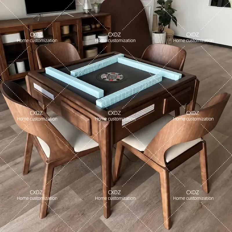 Automatic Solid Wood Mahjong Table New Chinese Style Household Round Square Dining Table Silent Automatic Mahjong Machine