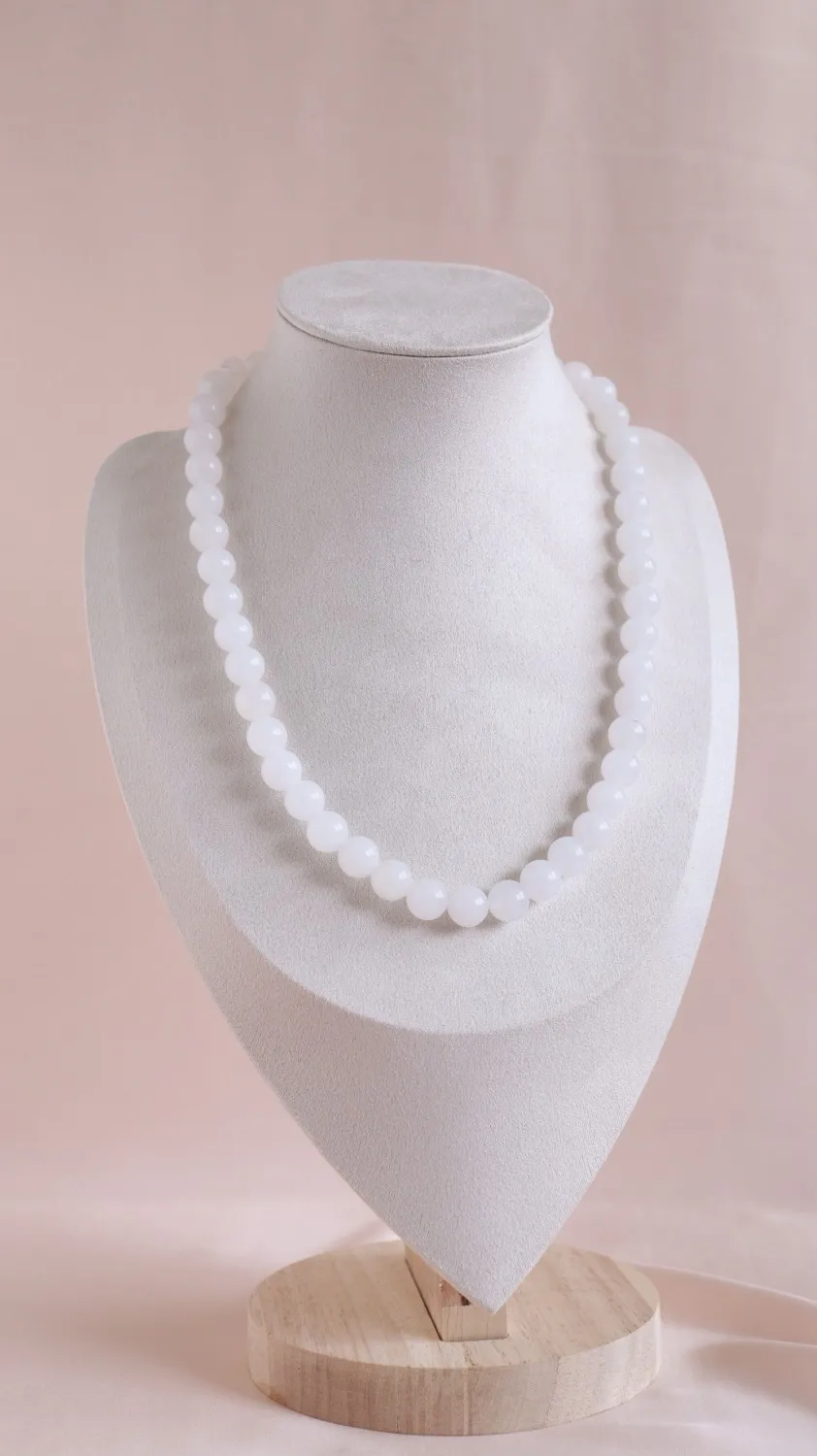 China exquisite 10mm white jade beads Joker ladies decorative chain