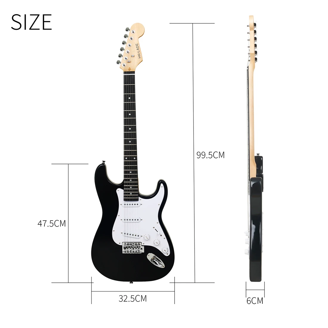 SLADE 39-Zoll-E-Gitarre, 6 Saiten, 22 Bünde, ST-E-Gitarre, Palisander-Griffbretter mit Tasche, Effektpedalverstärker