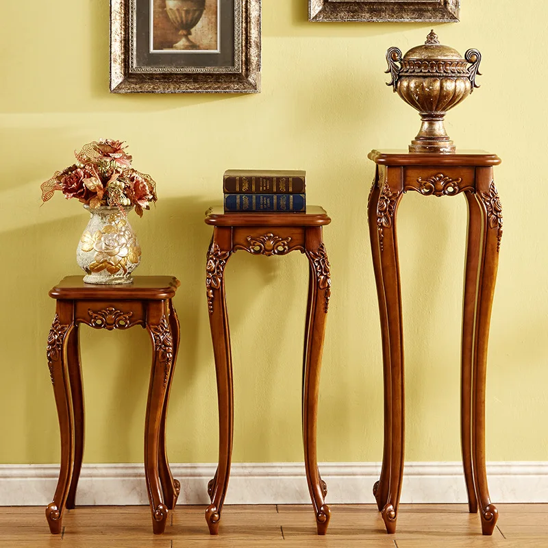 

American all-solid wood flower stand shelf living room floor-to-ceiling high flower table display coffee table European neoclass