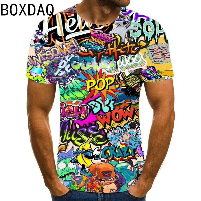 Fashion Hip Hop Street Personality Tops 3D Tie-dye Print T-Shirt 6XL Big Size Men Short Sleeve Casual T-Shirt